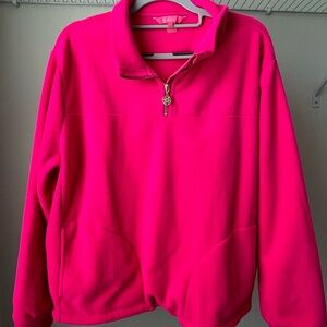 Lilly Pulitzer Noreen Fleece quarter-zip pullover in Pink Palms XL